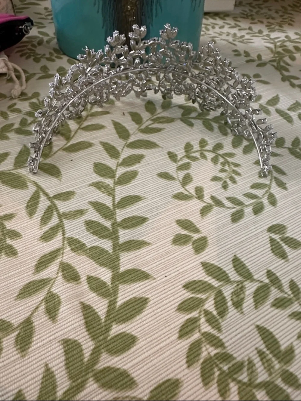 Crystal Leaf Tiara - Silver Tone - Picture 4 of 6